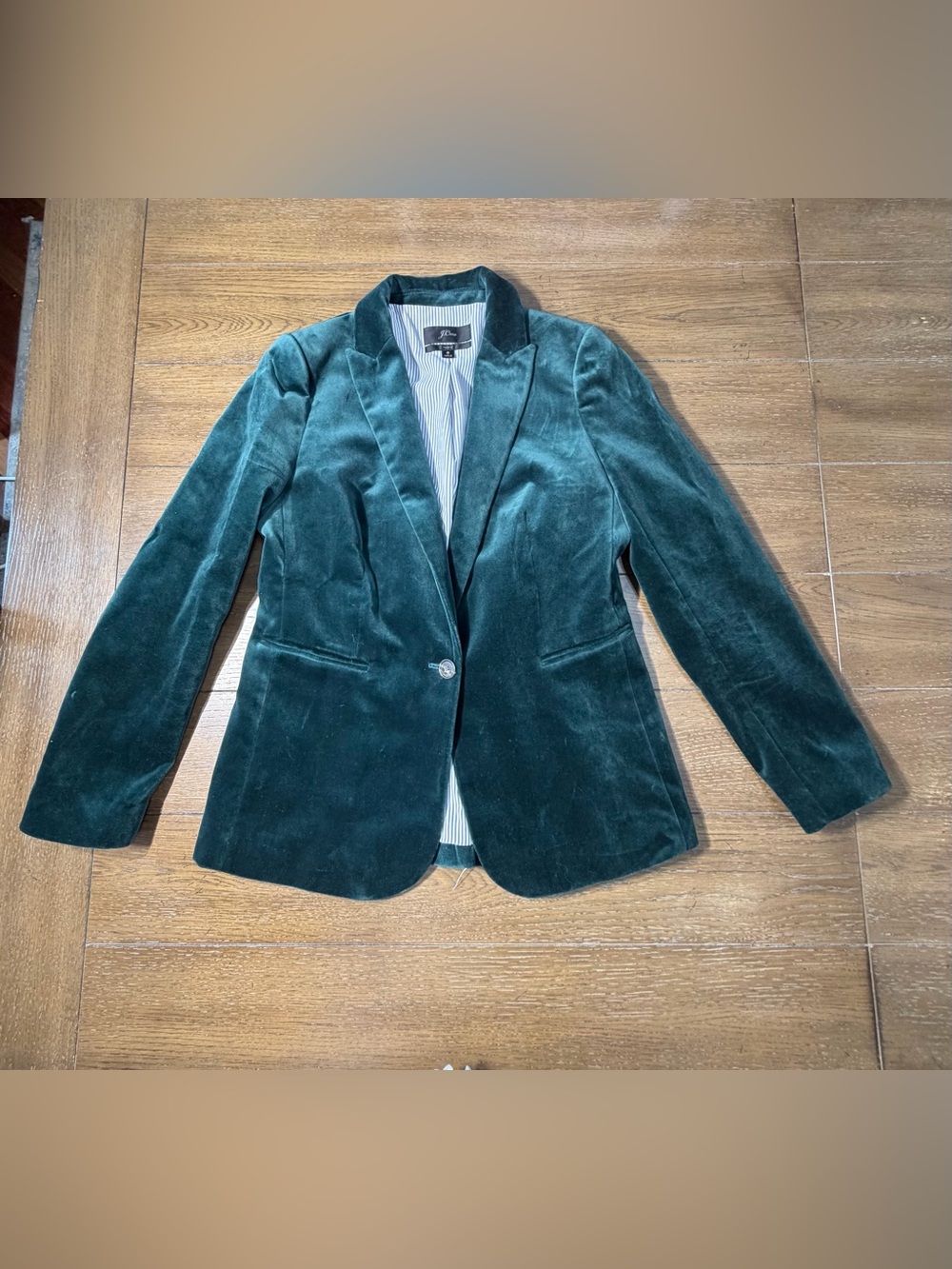 J. Crew Parke Velvet Single-Button Blazer - Teal Green size 6